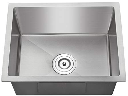 MENATT 20-inch Undermount Kitchen Sink, SUS304 Stainless Steel Handmade Single Bowl Kitchen Sink with Sink Strainer (Brushed), 20x16x9