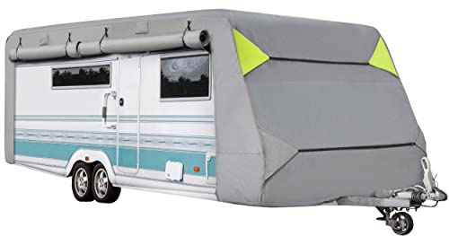 ONVAYA® Wohnwagen-Schutzhülle | Abdeckung fürs Wohnmobil | atmungsaktive Abdeckplane | Wind- und wetterfest (730 x 250 x 220 cm)