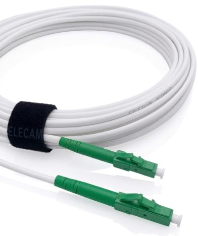 Elfcam® - 5m Weißes Glasfaserkabel LC/APC auf LC/APC Stecker, Kompatibel mit Deutscher Telekom, Simplex 9/125μm Patchkabel, Lichtwellenleiter LSZH, LWL,5Meter