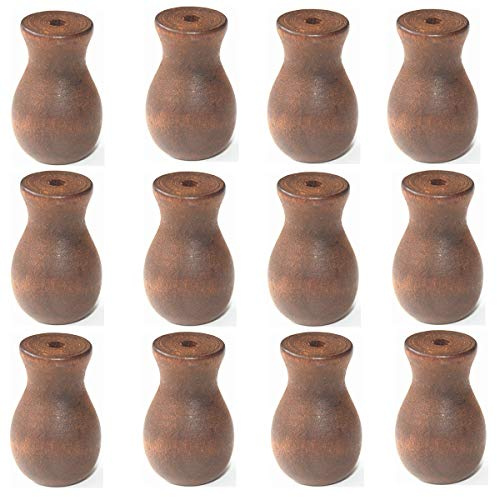 Cutelec 12pcs Brown Wood Tassel for Window Blinds White Cord Knobs Wooden Hanging Ball Pulls for Curtain Craft