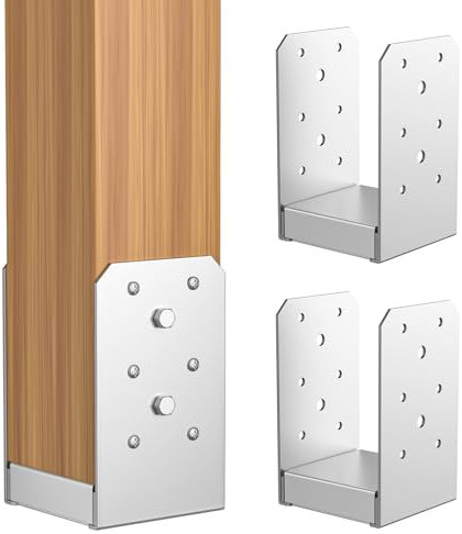 SPACEEUP 4x4 Post Base, Internal 3.5 x 3.5 Post Anchor 3pcs Adjustable Post Base Stainless Steel Concrete Post Anchor for Pavilion Deck Railing Support Decorative Anchor Plate