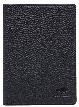 Solo Pelle Impfpasshülle, Reisepasshülle, Echtleder Passhülle, Schutzhülle Tasche für Kreditkarten Damen Herren Reisepass Geschenk, Karteninhaber, Ausweis und Reisedokumente (Matt Schwarz)