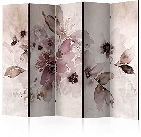 murando - Paravent Raumteiler Innen Blumen 225x172 cm 5-teilig Einseitig Raumtrenner Trennwand Holz Room Divider Sichtschutz Spanische Wand Raum Abtrennung Botanik wie gemalt Natur b-C-0910-z-c