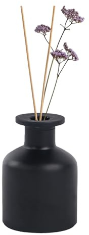 QUUPY Difusor de vidrio negro Botellas Difusor Frascos Aromaterapia Tarro Contenedor Fragancia Accesorios Aire Fresco Hogar Decorativo