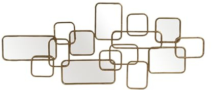 Decorative Metal Wall Decor with Mirrors for Home Decor - Modern Glam Wall Art for Hallway, Bedroom, and Living Room Decor - Elegant Accent for Entryway or Dinign Room - 20, Gold & Metallic