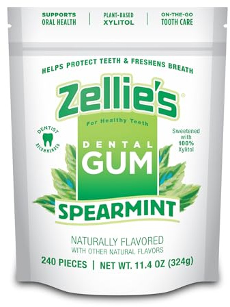 Zellies Chicle De Menta Verde Sin Azúcar Y Xilitol | Sabor A Menta Verde (240 Unidades - Paquete De 1)