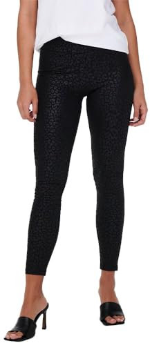 ONLY Damen Onlshine Leggings Noos Hose, Black/AOP:Leo, L EU