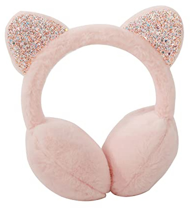 WUERKIYA Ohrenschützer für Mädchen, Ohrenschützer Kinder Süße Katzenohren Design Weiche Ohrenwärmer Kinder Winter Accessoire für Mädchen Dame Warm Halten -Rosa