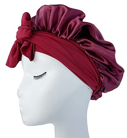 Solide Satinhaube für Damen, lange Haarpflege, Nachtschlafmütze, Haarstyling-Kappe, Seide, Kopfwickel, Duschhaube