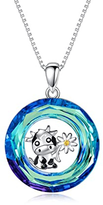 SOESON Hochland Kuh Halskette 925 Sterling Silber Kuh Kette Tier Halskette Schottland Kuh Anhänger Schmuck Geschenke für Frauen Mädchen Damen Geburtstag