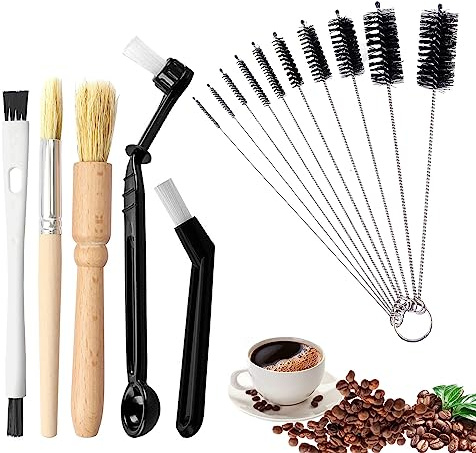 Kaffee Pinsel, 15 Stück Reinigungsbürste Kaffeevollautomat, Kaffee Reinigungsbürste, Strohhalm Bürste für die Reinigung von Kaffeemühle, Barista zubehör