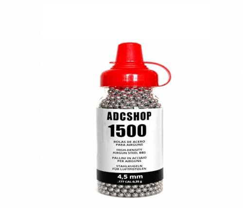 ADCSHOP 1500 Sfere in Acciaio Calibro 4,5 mm - Munizioni - per Armi Aria compressa Pistole CO2 4,5 mm Steel BBS Calibro 4,5 mm