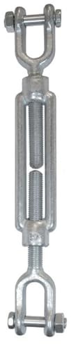 Bricoloco Spannschloss aus verzinktem Stahl, Gabel-Gabel-Zink FE 430 B für Kabel und ähnliches. Montieren Sie zwei Gabeln (M14, 1)