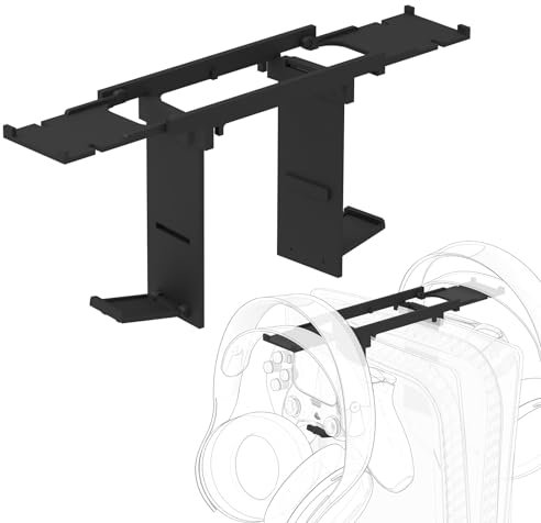 GEEKRIA Support de rangement compatible avec PS5, installé sur console PS5, support de rangement pour casque PS5 et manette, support pour casque PS5, support robuste à double bras (noir)