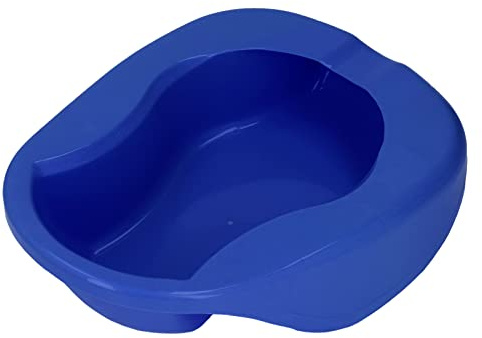 Nursing Bedpan with Lid, Easy Grip Notch Design, Supports 80kg Weight, Ideal for Elderly and Bed Bound Adults (Dark Blue)