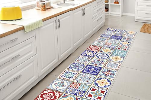GL Home Tappeto Cucina Antiscivolo Made in Italy Passatoia Antimacchia Multiuso Corridoio Soggiorno Lavabile in Lavatrice - Mattonella - 50x300 cm