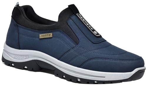 Aocase Herren Schuhe Extra Weit Slip On Sneakers Wildleder Leicht Turnschuhe Bequem Atmungsaktiv Sneakers Sportschuhe Schuhe Sneaker Ohne Schnuersenkel,Blau,43/265mm