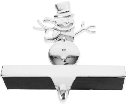 Artibetter Metall-Weihnachtsstrumpfhalter Silberner Schneemann Strumpfaufhänger Kaminsims Haken Rutschfest Für Weihnachten Bauernhaus Kamin