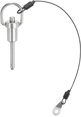 sourcing map Goupilles de verrouillage à boule avec poignée à bouton, diamètre de la broche de 5 mm, longueur d'utilisation de 25 mm, goupille à libération rapide avec cordon de serrage, acier