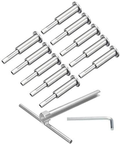 sourcing map Lot de 10 rails de câble invisibles, tendeur de sertissage en acier inoxydable T316 de 0,3 cm, terminal caché pour poteau de pont en bois/métal de 5,1 x 5,1 cm, garde-corps de câble