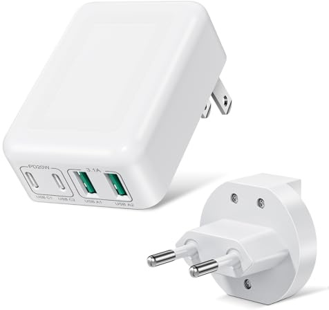 USB C Ladegerät, Insgesamt 40W Flache USB Mehrfach Schnellladegerät | 4-Port Multi Netzteil, Kompatibel mit iPhone 17 16 15 14 Pro Max, Galaxy S26 S25 S24, Reiseladegerät mit EU, US, CA, JP