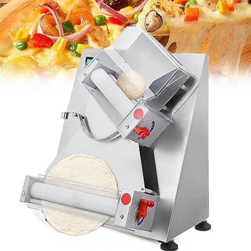 COYEUX 600 W Pizzateig-Ausrollmaschine, 30 kommerzielle automatische Teigpressmaschine, 1–5,5 mm Dicke einstellbar, zum Ausrollen von Pizza und verschiedenen Teigkuchen