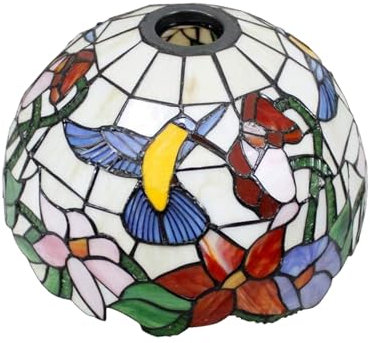BOTOWI Tiffany Lamp Shade Replacement 12 Stained Glass Tulip Lampshades Vintage Bird Lily Flower Light Cover Only 1-5/8 Fitter Opening for Arched Floor Lamp Torchiere Lamp Pendant Light,Lily Bird