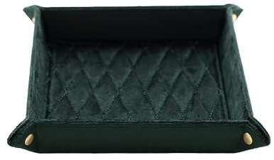 Lucoro - Schmuck Organizer aus Samt 14,5x14,5x3,5cm Taschenleerer, Ablage für Schmuck, Uhren, Schlüssel (Grün)