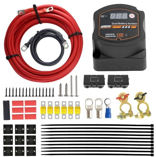 Batterie Trennrelais 12v Zweitbatterie mit LED-Bildschirmanzeige | Dual Smart Relais 12V 140A, Batterietrennschalter für Auto, Wohnwagen, Geländewagen, LKW, SUV, Wohnmobil, ATV, UTV, Boote