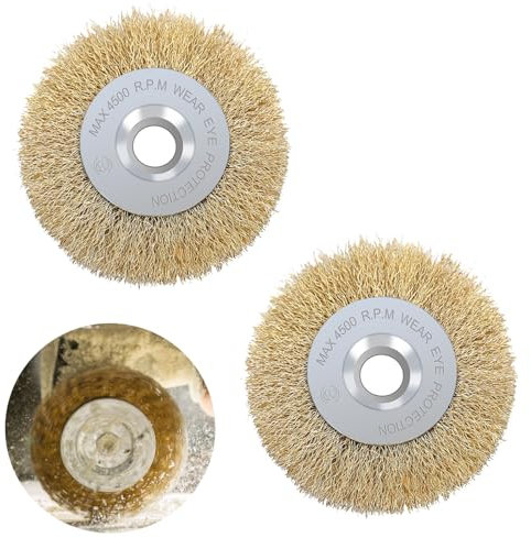 DMJJSD® Lot de 2 brosses à joints en laiton - 11,5 cm de large - Accessoires Weedbrush - Brosse de rechange ronde en fil d'acier - Pour dérouiller, détartrer, ruguer, nettoyer