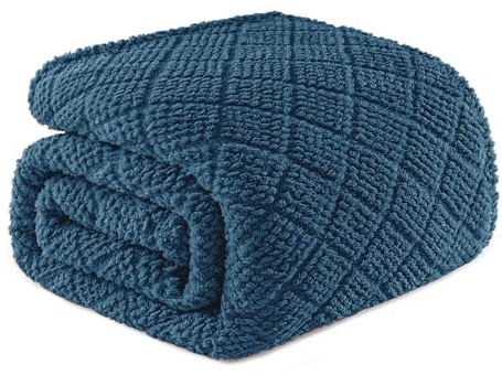 Whale Flotilla Kuscheldecke, Leichte Fleecedecke Sofadecke, Weiche, Warme und Flauschige Waffeldecken für Jede Jahreszeit, 150X200CM, Marineblau