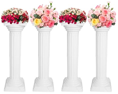 White Wedding Roman Column, Roman Columns and Pillars Plant Stand, Plastic Greek Large Columns and Pillars Decorations for Indoor, Outdoor, Flower, Party, Birthday, Celebration Ceremonies Stand