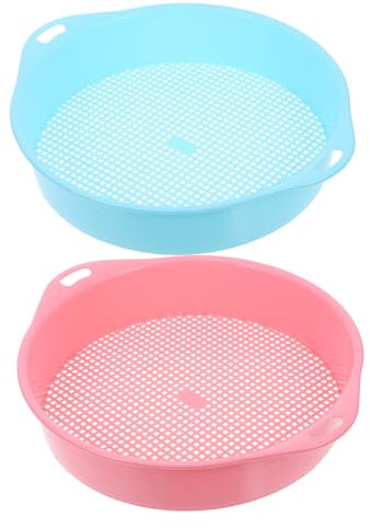 Sosoport 2pcs Multi-use Garden Soil Mesh Sieve Sifting Pan Plastic Soil Sifter for Rocks Compost