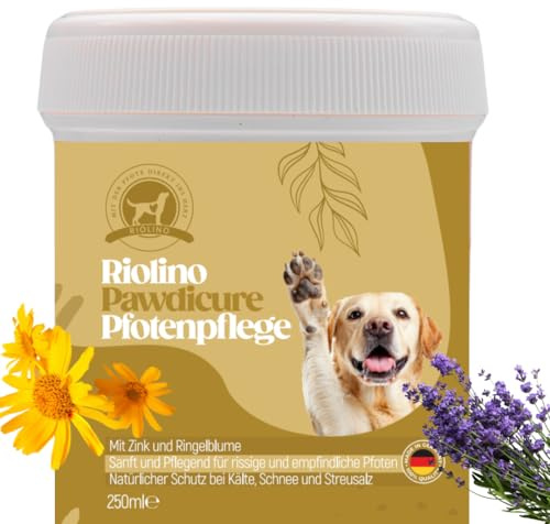 Riolino Pawdicure Pfotenbalsam für Hunde – Natürliche Pflege gegen trockene & rissige Pfoten – Schützend, heilend & feuchtigkeitsspendend – Sanfte Pfotenpflege für jeden Tag – 250  ml