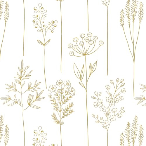 LiKiLiKi Klebefolie Möbel Weiß Blumentapete 44x300 cm Selbstklebende Tapete Blumen Blätter Motivtapeten Abwaschbar Möbelfolie für Wand Schränke Wohnzimmer Schlafzimmer