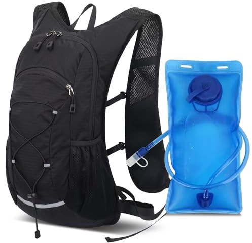 Laufweste Herren Damen mit 2L Trinkrucksack, Fahrradrucksack Verstellbare Brustgurte, Ultraleicht Rucksack mit Trinkblase, Laufrucksack für Laufen, Camping, Wandern, Fahrradfahren, Bergsteigen