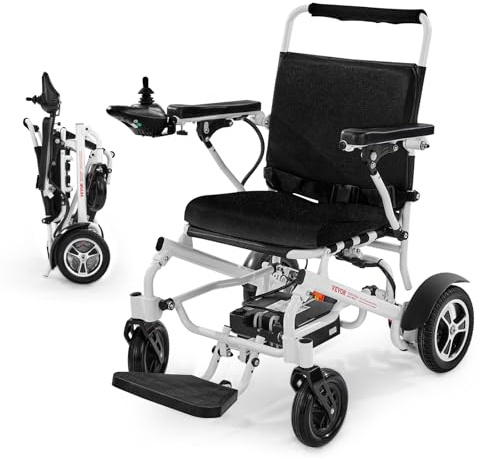 VEVOR Fauteuil Roulant Électrique, Capacité de Charge 136 kg, Autonomie 21 km, Siège Spacieux Confortable 533,4 mm, Fauteuil Roulant Motorisé Pliable Léger Portable pour Personnes Âgées, Handicapées