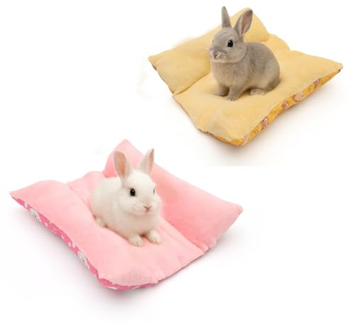 OPEYATOYS 2 st flanell och Oxford sängmatta för kaniner vändbar sängmatta för små djur hamster kanin ekorre 35 x 32 x 6 cm