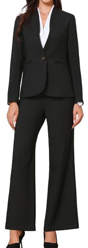 Allegra K Pants Suits for Women Dressy Office Collarless Blazer Pant Set | 2 Piece Suit Sets, Business Casual Outfits, Office Professional Interview, Suit for Spring Fall Winter
