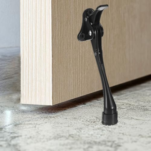 M METERXITY Kick Down Door Stop 6 Aluminum, Black | Adjustable Floor Holding Hardware, for Bedroom, Bathroom, Living Room, Door Stopper