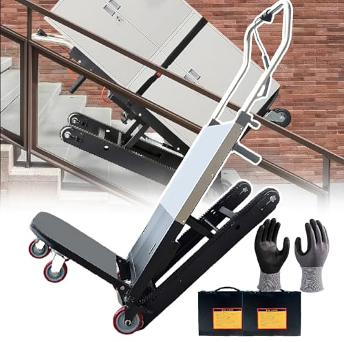 pedenencelia Carrello Saliscale Pieghevole Professionale - Carrello Saliscale Elettrico da 500 W/850 W con Cingoli in Gomma Rinforzata, velocità Regolabile (capacità di 220/300 kg) 500w(2batteries)