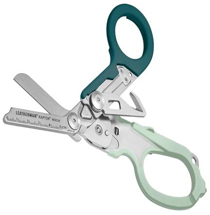 Leatherman Raptor Rescue, Eisige Minze mit Utility Holster | Klappschere mit Gurtschneider & Glasbrecher, Für Profis, Sanitäter, Feuerwehr