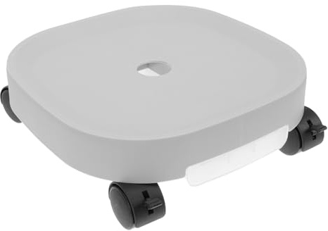 TOBBOMEY Supporto per Vasi da Fiori con Ruote e Vassoio Raccogli Acqua, Portapiante Balcone in Resina Bianca Spessa da 27 Cm, Base Mobile per Fioriere con Freno per Esterno e Interno