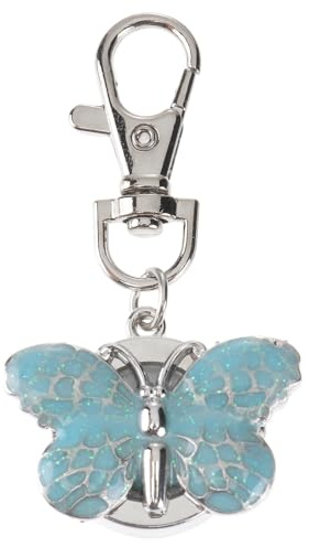 MUCKLILY Orologio da Taschino Portachiavi Blu in Metallo, Forma Rotonda Delicata e Creativa, Orologio Quarzo Facile da Leggere, per Ragazze e Studenti