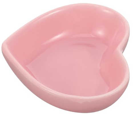 ifundom Heart Shaped Ceramic Hamster Bowl for Squirrels and Rats, Wear Resistant and Safety Pet Food Dish, Pink Non-tip Design Suitable for Small Animal Cages