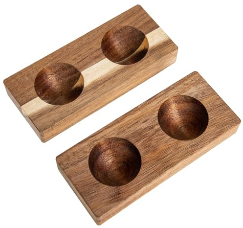 MUSISALY Contenitore Facile da Pulire in Legno Marrone per Uova 2 Pezzi e Previene la Rotolazione delle Uova Portauova Piatto per Frigorifero su Piano Cucina