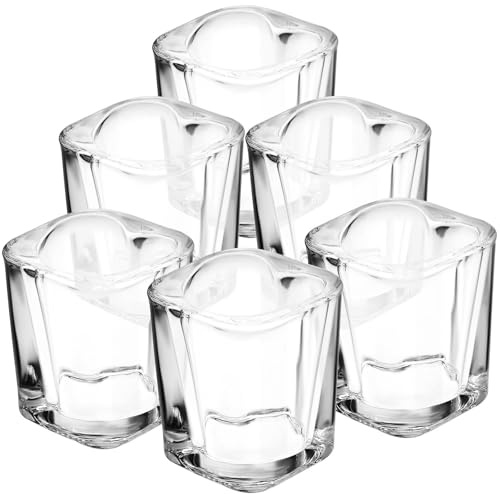 NOLITOY 6pezzi Bicchieri da Shot Forma di Cuore in Vetro per Feste Bar di Natale Base Quadrata Stabile Capacità Accessori per Carrelli Bar