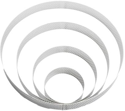 Hopzab 4PCS Stainless Steel Perforated Tart Ring Set, Versatile Baking Molds Including 6CM, 10CM, 15CM, 20CM for Crumpets, Pies, Cakes and Desserts, Easy Clean Baking Tools