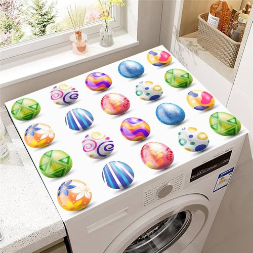 Hearda Housse Machine a Laver Pâques 3D,Dessus Tapis Lave Linge Antidérapant,Housse de Protection pour Machine à Laver Top,Tapis de Protection pour Dessus Sèche-Linge (Œuf de Pâques 2,30x40cm)