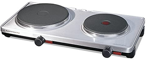 ROMMELSBACHER Automatik Doppelkochplatte AK 3099/E - Gehäuse aus Edelstahl, stufenlos regelbar, 2 Heizplatten 145 mm - 1500 Watt / 180 mm - 1500 Watt